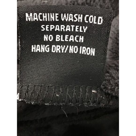 KUHL Moto-Vation Black Fleece Brown Leather Trim Full Zip Jacket Pockets sz M - Picture 12 of 14